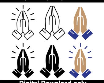 Praying Hands SVG, Namaste Icon Set, Gratitude Vector, Meditation Clipart, Faith Symbol EPS AI, Digital Download