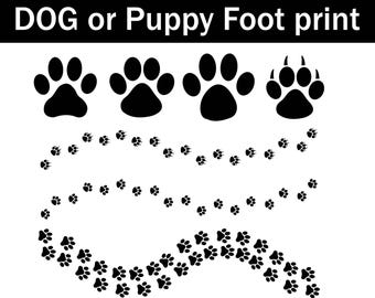 Dog Footprint Icons: Black Silhouette Tracks (Digital Download)