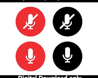 Microphone SVG, Mute Icon Set, Mic Vector, Voice Recording Clipart, Podcast EPS AI, Digital Download