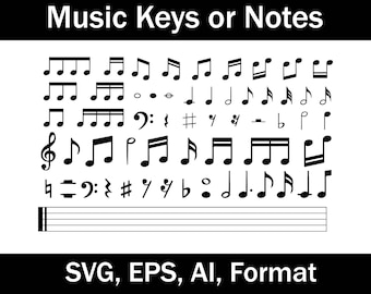 Music Notes Vector Icons: Musical Symbols SVG, EPS, AI (Digital Download)