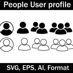 Könnte beinhalten: Ein Satz schwarzer und weißer Benutzerprofil-Icons, die einen einzelnen Benutzer, zwei Benutzer und drei Benutzer zeigen. Die Icons sind in einem einfachen, flachen Stil gehalten.