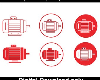 Electric Motor SVG, Machine Icon Set, Industrial Vector, Engine Clipart, Manufacturing EPS AI, Digital Download