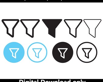 Filter SVG, Funnel Icon Set, Sort Vector, Ui Filter Clipart, Data Sort EPS AI, Digital Download