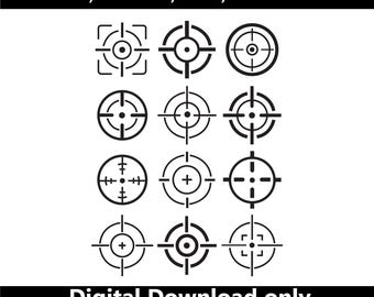 Crosshair SVG, Target Icon Set, Focus Vector, Aim Reticle Clipart, Scope Symbol EPS AI, Digital Download