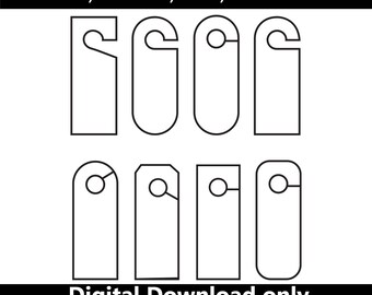 Door Hanger SVG, Blank Template Set, Doorknob Cut File, Hang Tag Vector, Craft Shape EPS AI, Digital Download