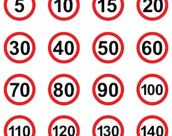 Speed Limit Signs Vector Icons: Road Safety Clipart (SVG, EPS, AI Files)