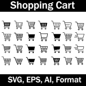 Zestaw ikon koszyka zakupowego | Zestaw koszyków e-commerce | Płaski pakiet wektorowy | Czarny SVG, EPS, AI do projektów sklepów internetowych i detalicznych