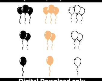 Balloon Icon Set, Party Clipart, Birthday Celebration SVG (Digital Download)