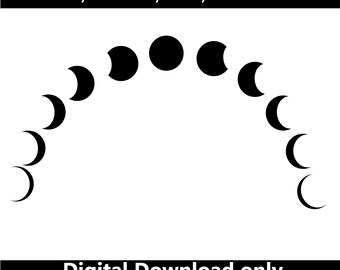 Moon Phases SVG, Lunar Cycle Icon Set, Crescent Vector, Celestial Clipart, Night Sky EPS AI, Digital Download