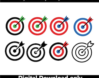 Target Arrow SVG, Dartboard Icon Set, Bullseye Vector, Goal Clipart, Achievement EPS AI, Digital Download