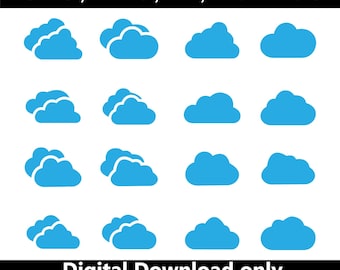 Cloud SVG, Sky Icon Set, Weather Vector, Cloudy Clipart, Cloud Shape EPS AI, Digital Download