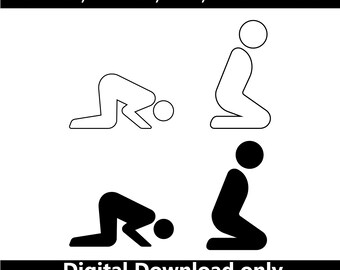 Prayer SVG, Worship Icon Set, Kneeling Vector, Prostration Clipart, Islamic Prayer EPS AI, Digital Download