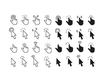 Computer Cursor Icons Set | Hand Pointer, Arrow Vector (Digital Download)