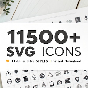 11500+ SVG Icons: Flat and Line Vector Bundle (Digital Download)