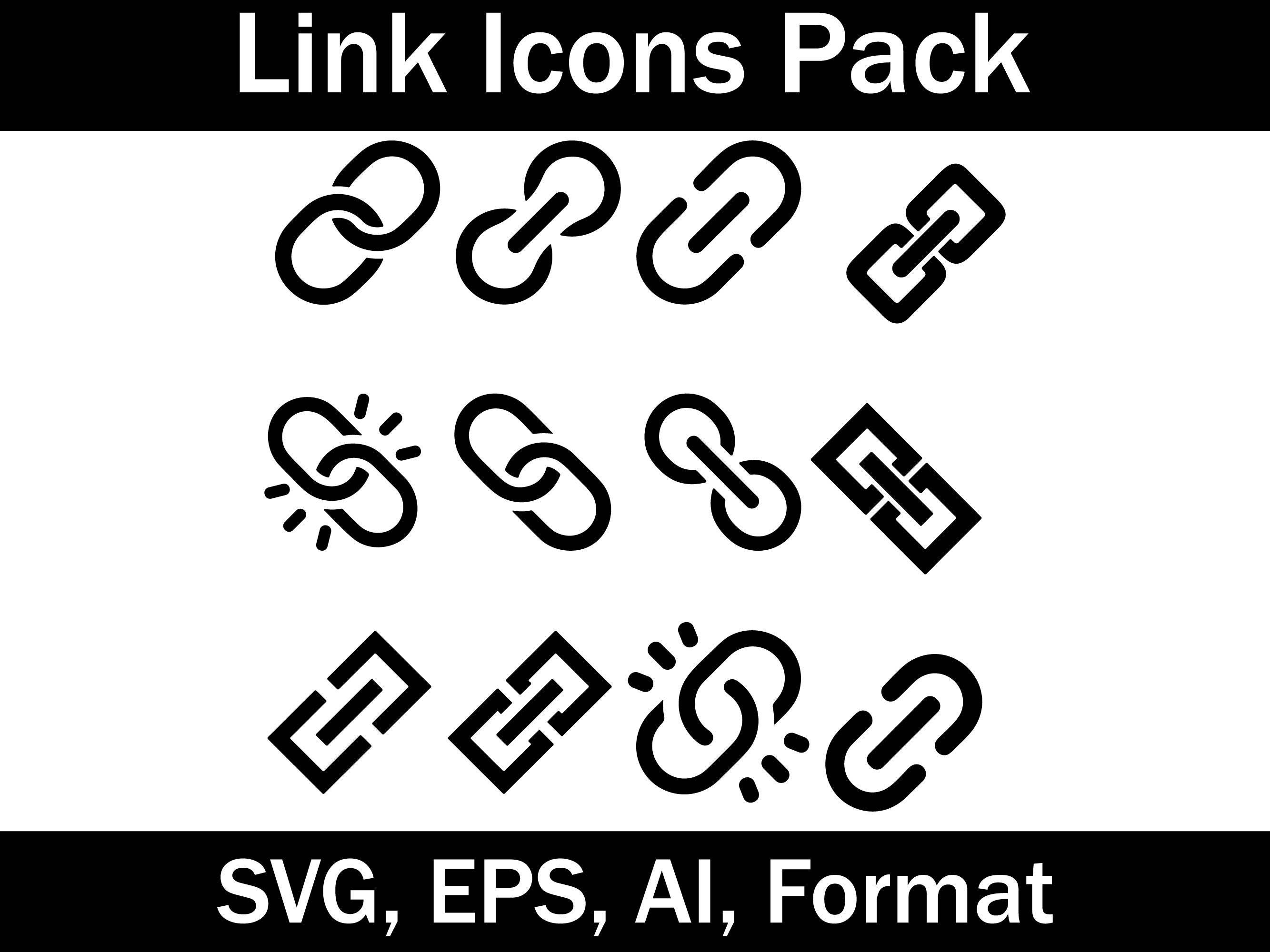 Chain Link Icon Set: Flat Vector Icons for Web Design (SVG, AI, EPS) - Etsy