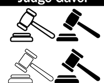 Judge Gavel SVG Icon Pack: Legal Hammer Vector Files (Digital Download)