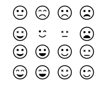 Emoji Icons Set: Smiley Face Vector Clipart, Expression SVG Bundle (Digital Download)