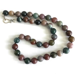 Handknotted Necklace Fancy Jasper Sterling Silver Hook and Eye Clasp image 1