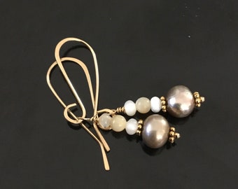 Drop Earrings Freshwater Pearls Mother of Pearls Gold Filled Earwires