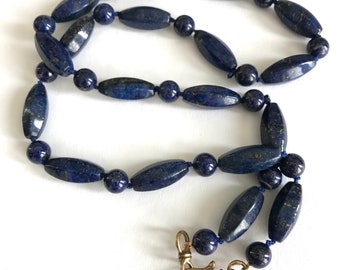 Hand Knotted Necklace Lapis Brass Hook and Eye Clasp Gift for Her Christmas Gift