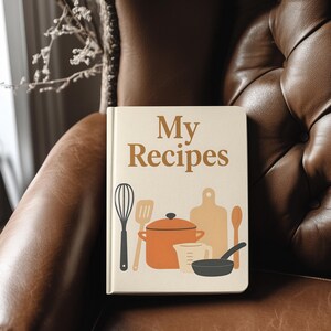My Recipes Hardcover Journal, Warm Beige Kitchen Recipe Book, Family Heirloom Cookbook, Mother&#39;s Day Gift, Chef Gift Idea, Culinary Keepsake