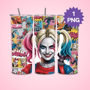 Harlequin and Joker Tumbler Designs, 20oz Skinny Tumbler Sublimation Design, Digital Download PNG, 20oz Tumbler Design