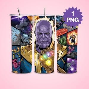 Gobelet mince Thanos 20 oz design sublimation gobelet droit Wrap PNG Gobelet design sublimé Super héros Png Thanos Png