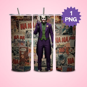 Joker Tumbler Wrap PNG: Supervillain Sublimation Design (Digital Download)