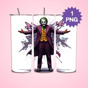 Joker Tumbler Wrap: Villain Laughter Sublimation Design (PNG)