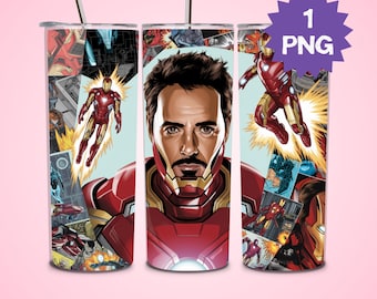 Iron Man Tumbler Wrap: 20 Oz Watercolor Splash PNG (digital
