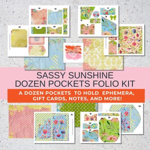 Descarga digital / Cuaderno de bolsillo Sassy Sunshine Dozen / Afirmaciones / Páginas de collage floral brillante / Amor propio / Complemento para diario creativo