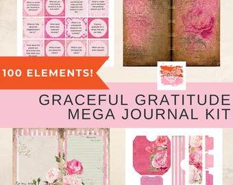 Gratitude Journal Printable | Christian Affirmations & Prompts | Pink Floral Faith Journal Kit