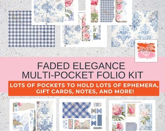 Digital Download | Faded Elegance Multi Pocket Folio Kit | Paper Accessories | Shabby Chic | Romantic | Vintage Ephemera