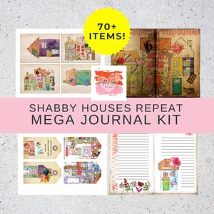 Digital Download Shabby Houses REPEAT MEGA Junk Journal | Mixed Media | Collage Art | Tags, Pockets, Ephemera | Whimsical | Collage Art