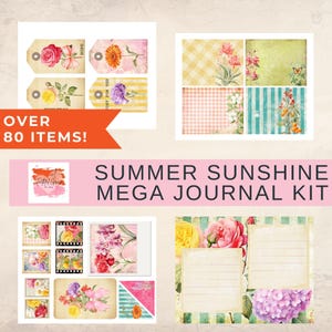 Junk Journal Digital Kit Summer | Printable Ephemera |Vintage Floral Tags, Envelope Set | Scrapbooking & Paper Crafts