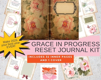 Digital Download | Printable Reset Journal | Grace in Progress | Self-Reflection Prompts | Self-care | Start Fresh