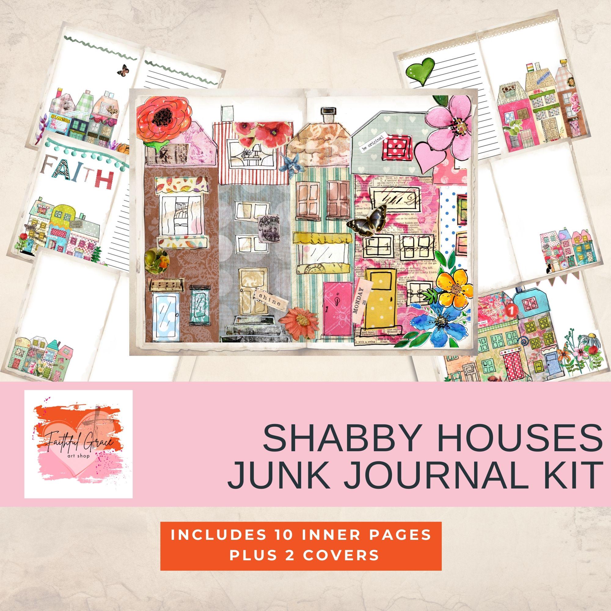 Shabby Houses Junk Journal Kit - Digital Journal - Whimsical Design ...