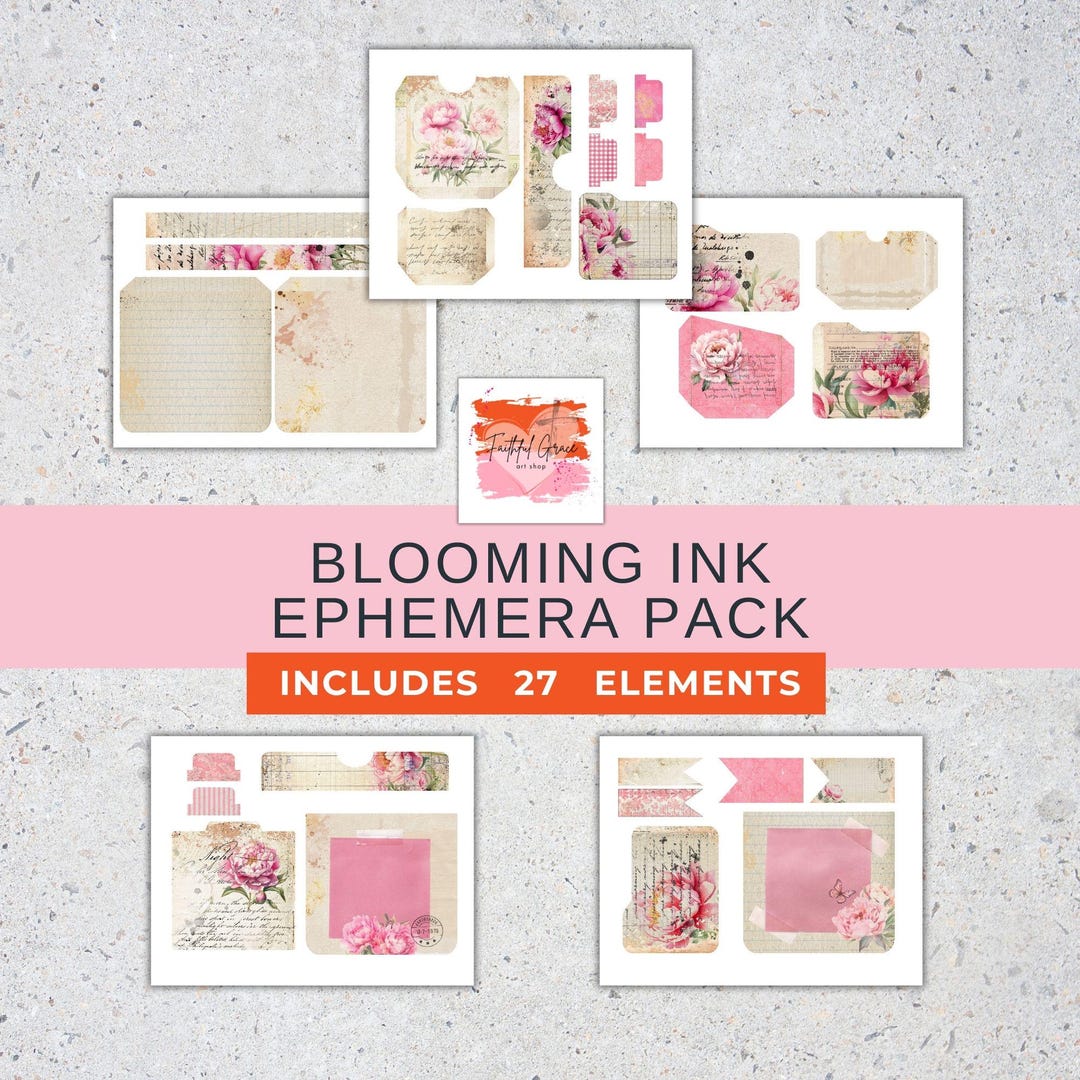 Vintage Floral Ephemera Pack: Shabby Chic Junk Journal Elements ...