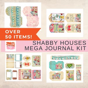 Kit MEGA Shabby Chic Row Houses Junk Journal: Collage Art (prodotto digitale)