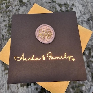 Personalised Gold Foiled Eid Mubarak Wax Seal Card, Personalised Eid Card, Eid Card, Eid Mubarak Card, Happy Eid Card, Eid Gift