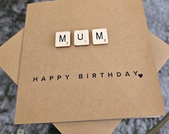 Nom personnalisé, lettre, tuile, carte d'anniversaire, carte kraft, carte d'anniversaire de Scrabble, carte de lettre, tuile, carte d'anniversaire de lettre, tuile, carte Wordle