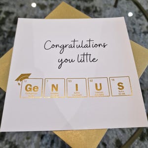 Cartão personalizado com elementos folheados a ouro, cartão da tabela periódica, cartão científico engraçado, cartão de formatura, cartão de formatura engraçado, cartão dourado