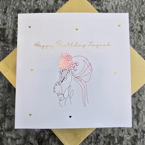 Tarjeta de cumpleaños personalizada con hiyab, tarjeta con hiyab, tarjeta de cumpleaños para niña musulmana, tarjeta personalizada con hiyab, tarjeta para niña musulmana