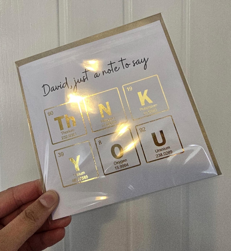 Carte de remerciement, tableau périodique des produits chimiques, technologie de laboratoire pour professeur de sciences image 4