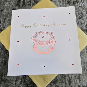 Carte de gâteau d'anniversaire personnalisée de luxe, carte d'anniversaire mignonne personnalisée, carte d'âge de gâteau d'anniversaire, carte d'anniversaire personnalisée déjouée