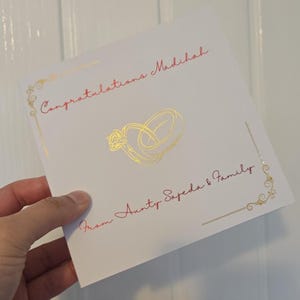 Carte de mariage personnalisée avec feuille de luxe, carte de mariage personnalisée, carte de mariage de félicitations, carte de mariage or, carte de mariage
