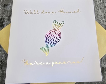Funny Biology Pun Card, Genius Graduation, Gene Geneticist DNA