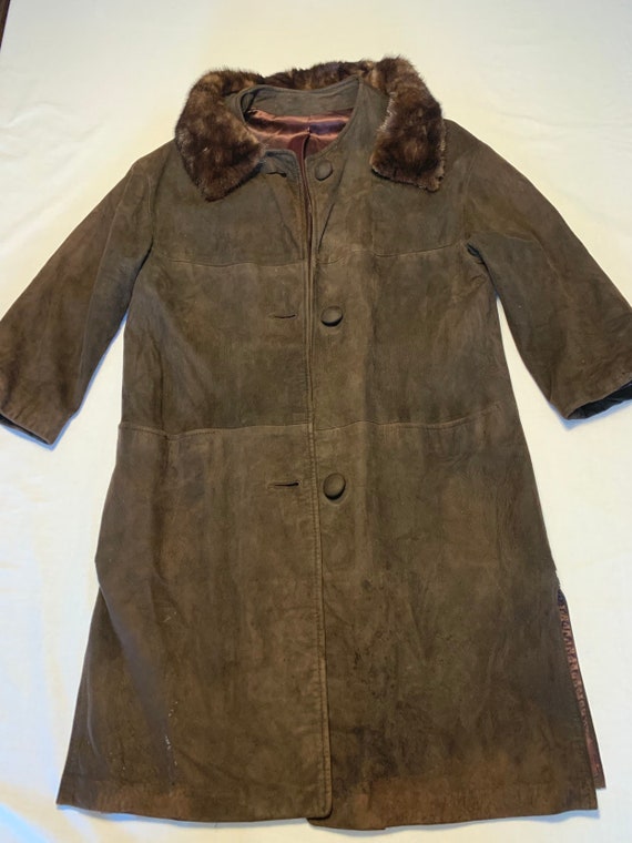 Long suede coat with mink collar 1960s