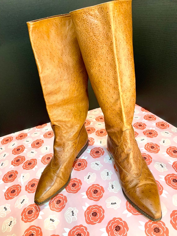 Joan and David Boots Leather Hand Made Italy Ostri