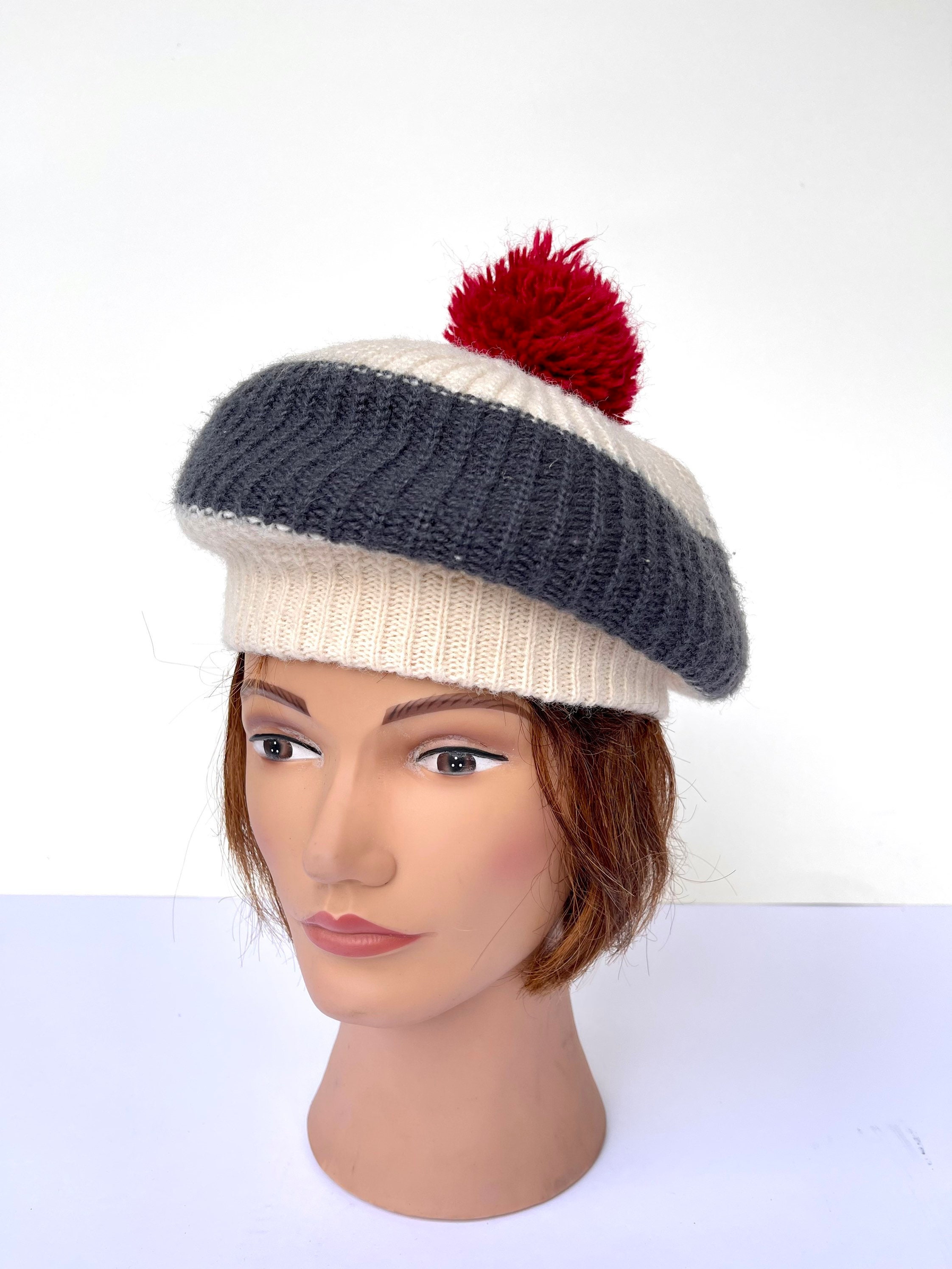 Vintage Knit Handmade Cream Grey and 